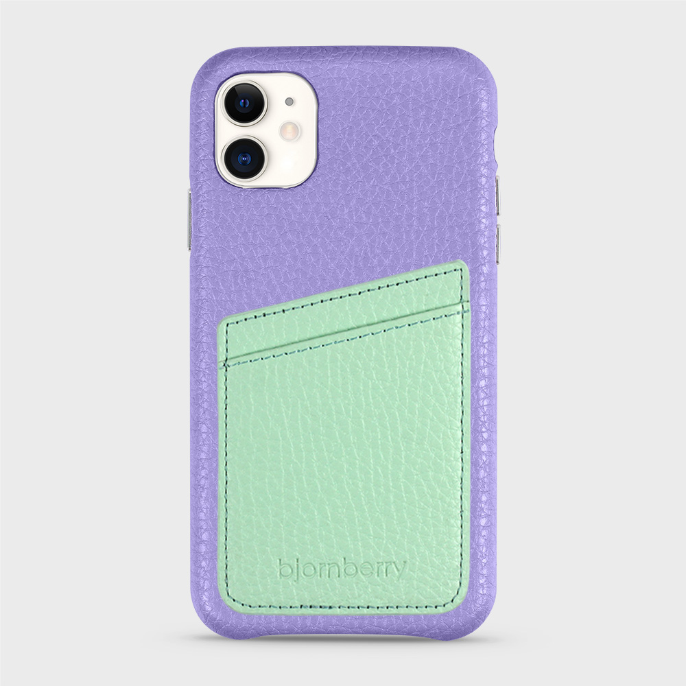 iPhone 11 Leather Case with Card Holder - Lavender - 4