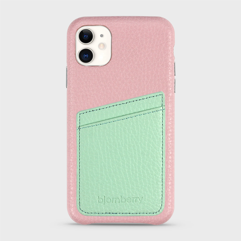 iPhone 11 Leather Case with Card Holder - Pink - 7