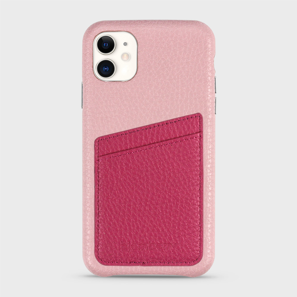 iPhone 11 Leather Case with Card Holder - Pink - 4