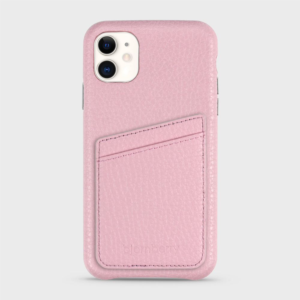 iPhone 11 Leather Case with Card Holder - Pink - 2