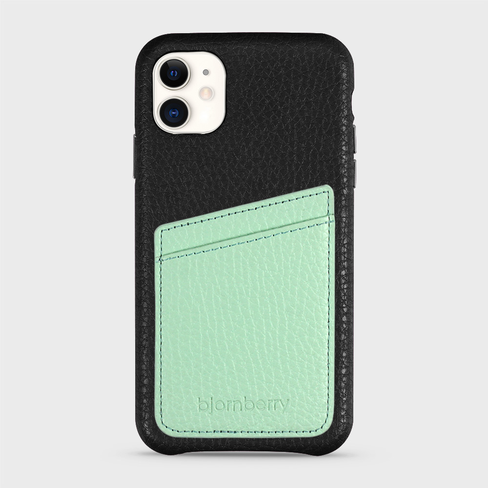 iPhone 11 Leather Case with Card Holder - Black - 4