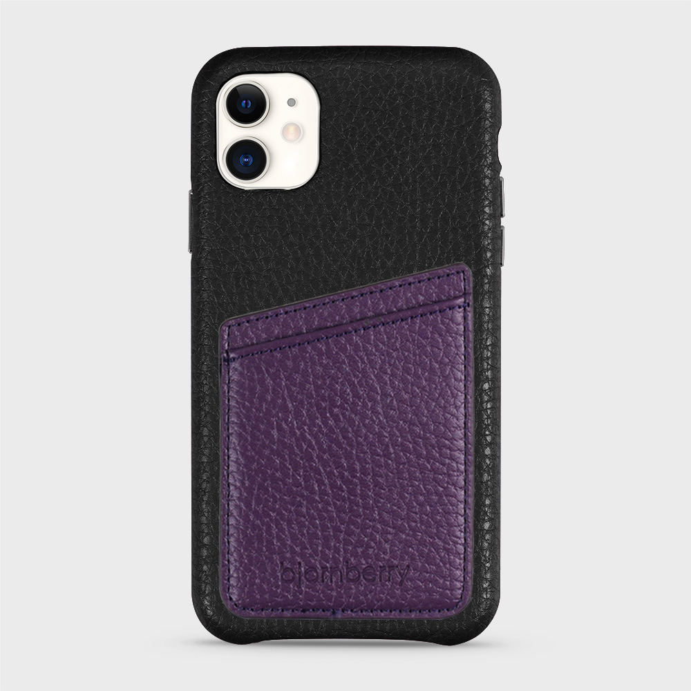 iPhone 11 Leather Case with Card Holder - Black - 3