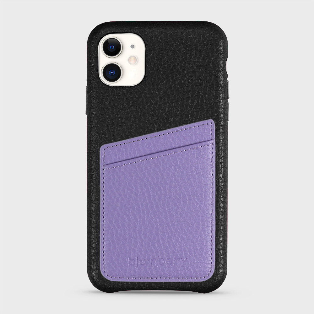 iPhone 11 Leather Case with Card Holder - Black - 2