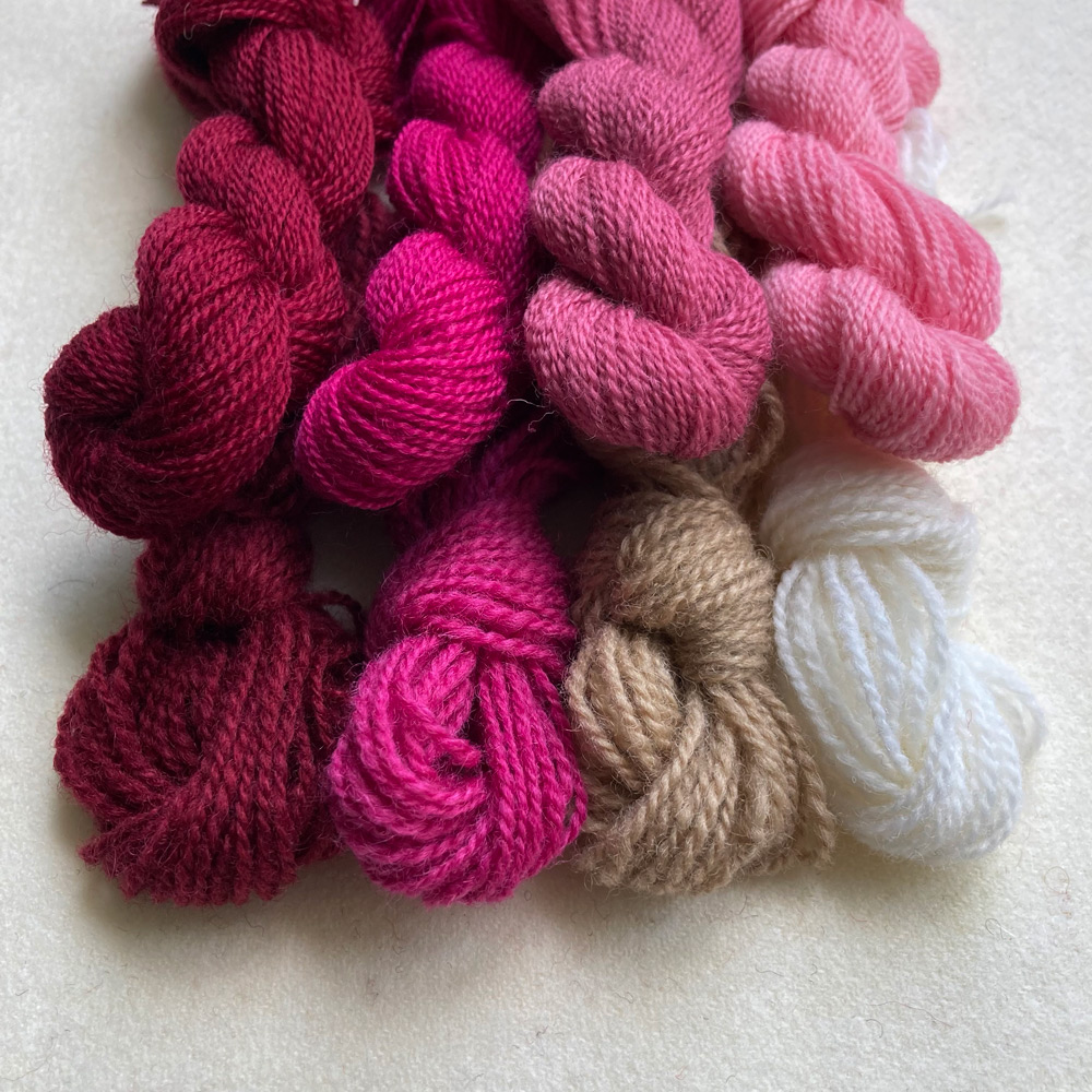 Yllebroderigarn Rosa – Beige nyanser PAKET TVÅ GROVLEKAR