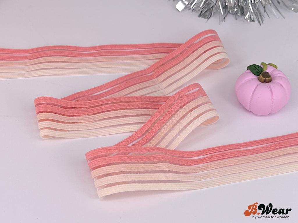Pink Silk net elastic band - 30 mm - 2