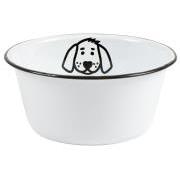 Matskål i vit emalj - hund