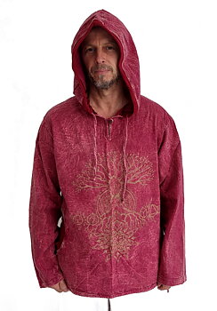 Långärmad Hoodie Anorak med Kosmiska Geometri och Livets Träd