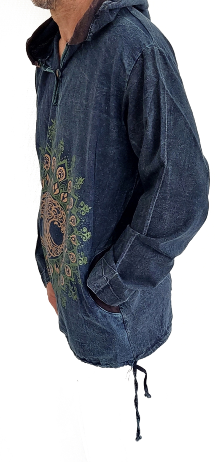 Långärmad Hoodie Anorak med  Mandala och Keltisk Livets Träd - 3