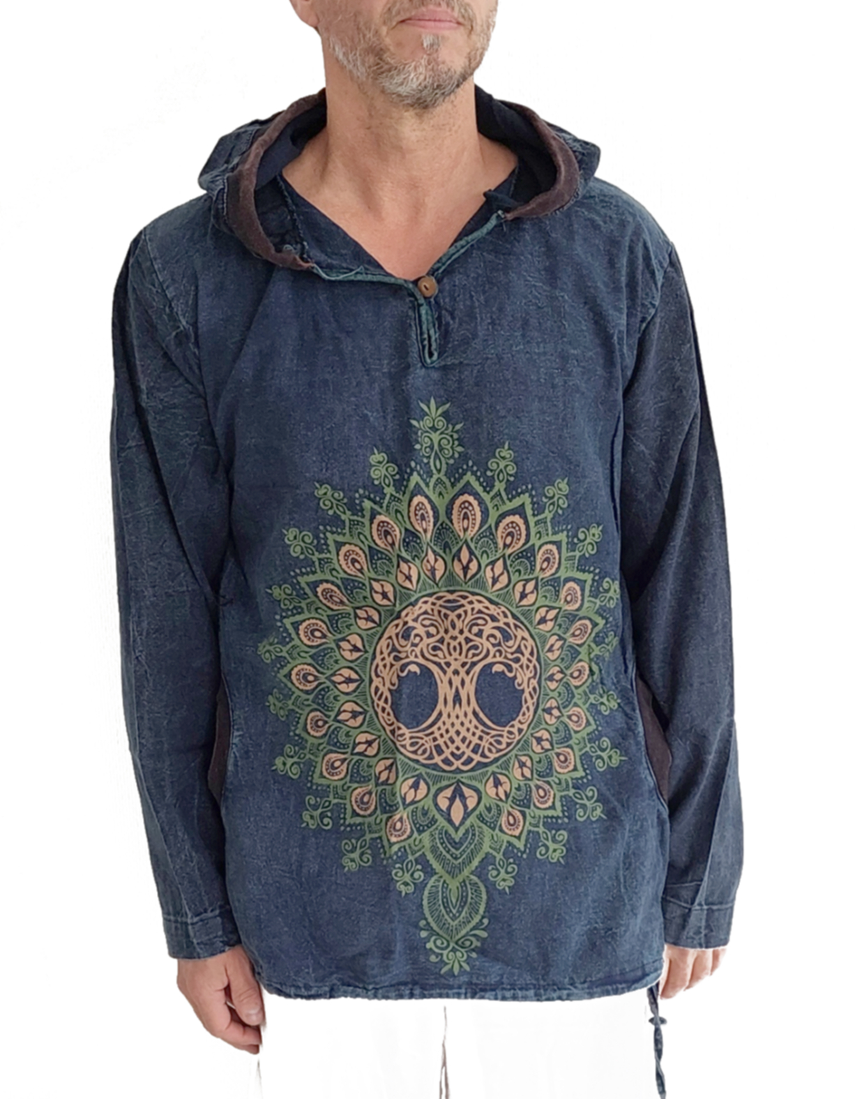 Långärmad Hoodie Anorak med  Mandala och Keltisk Livets Träd - 7