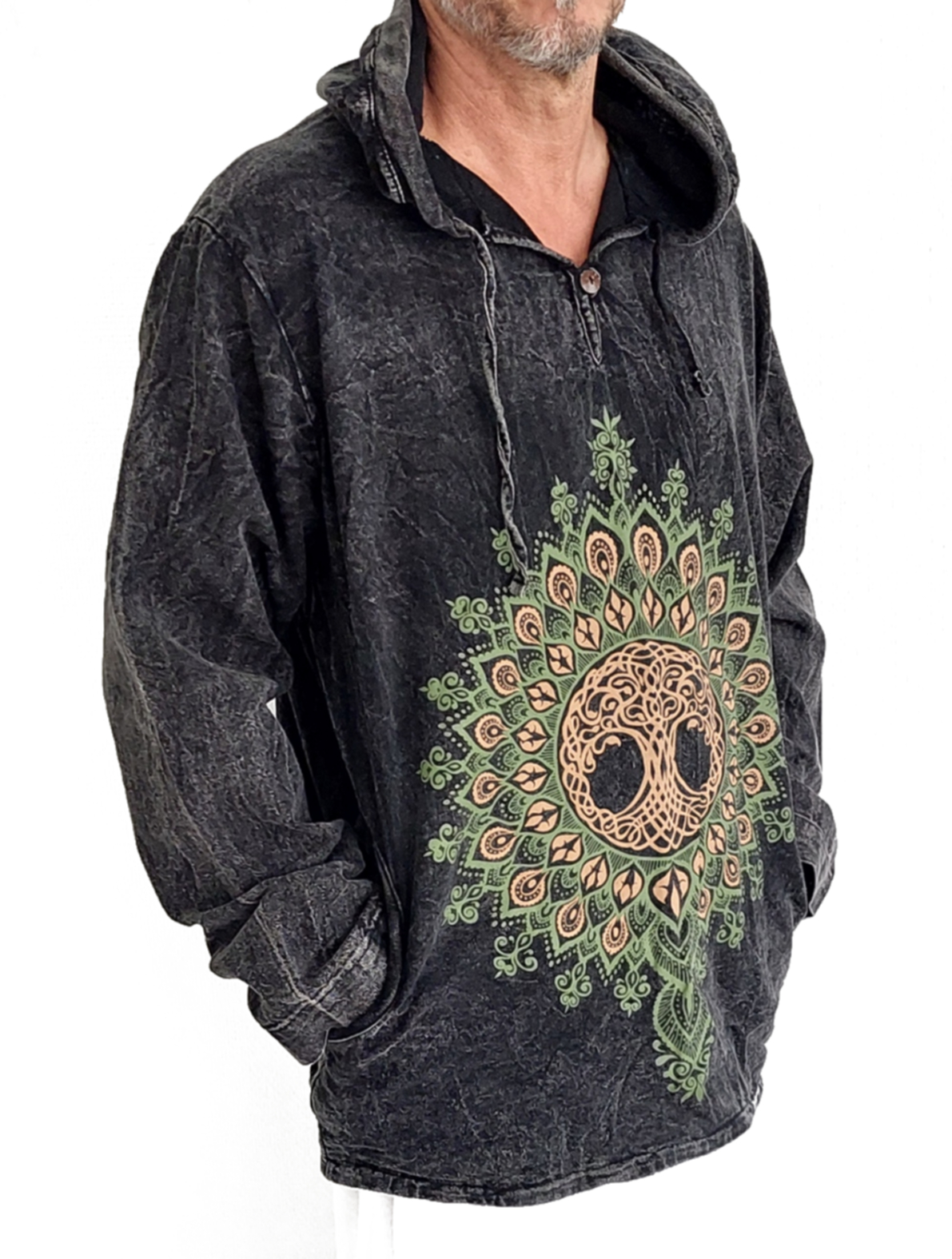 Långärmad Hoodie Anorak med  Mandala och Keltisk Livets Träd - 2