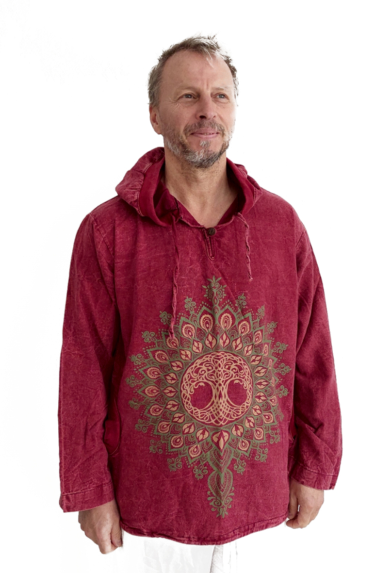 Långärmad Hoodie Anorak med  Mandala och Keltisk Livets Träd - 9