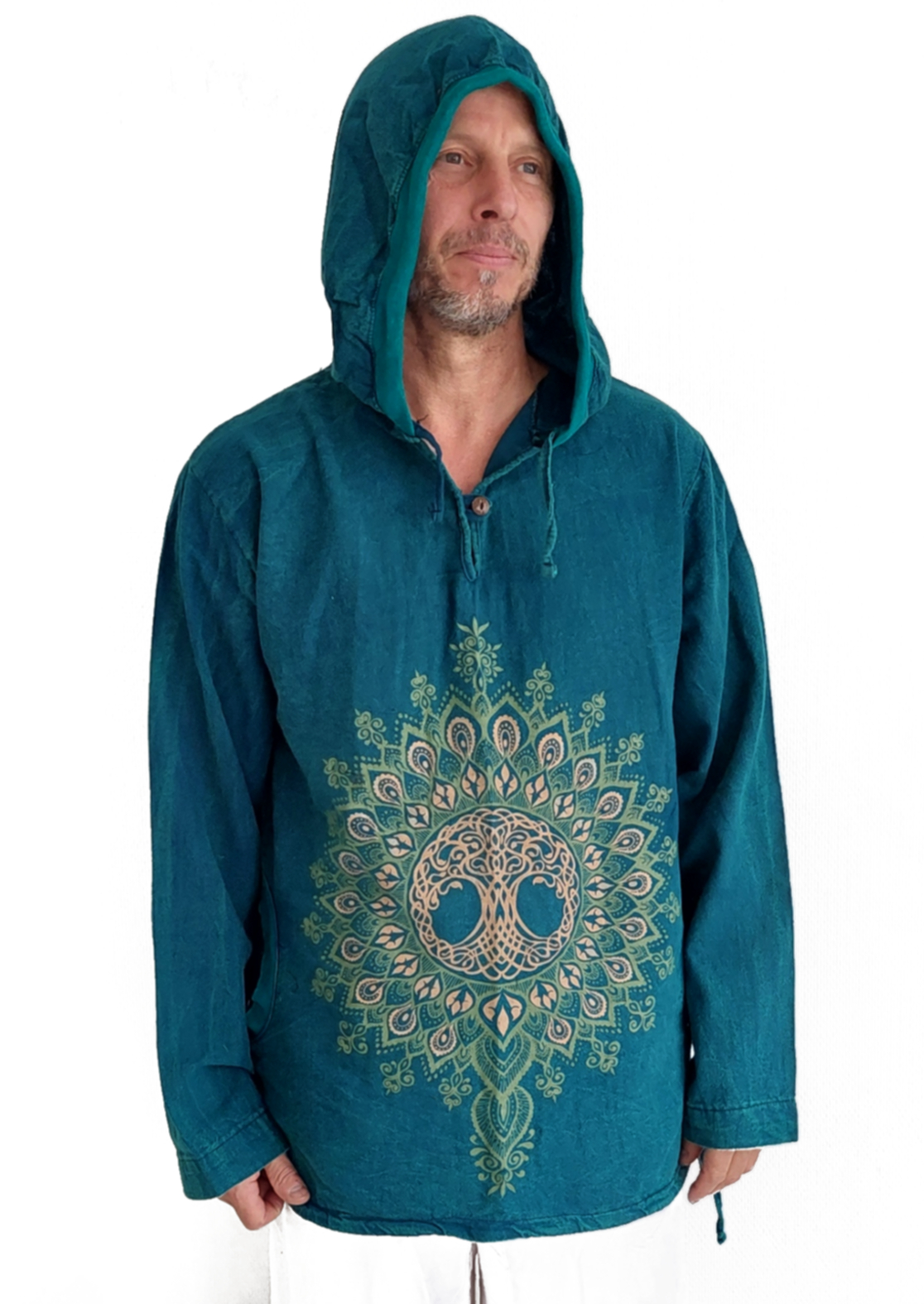 Långärmad Hoodie Anorak med  Mandala och Keltisk Livets Träd - 8