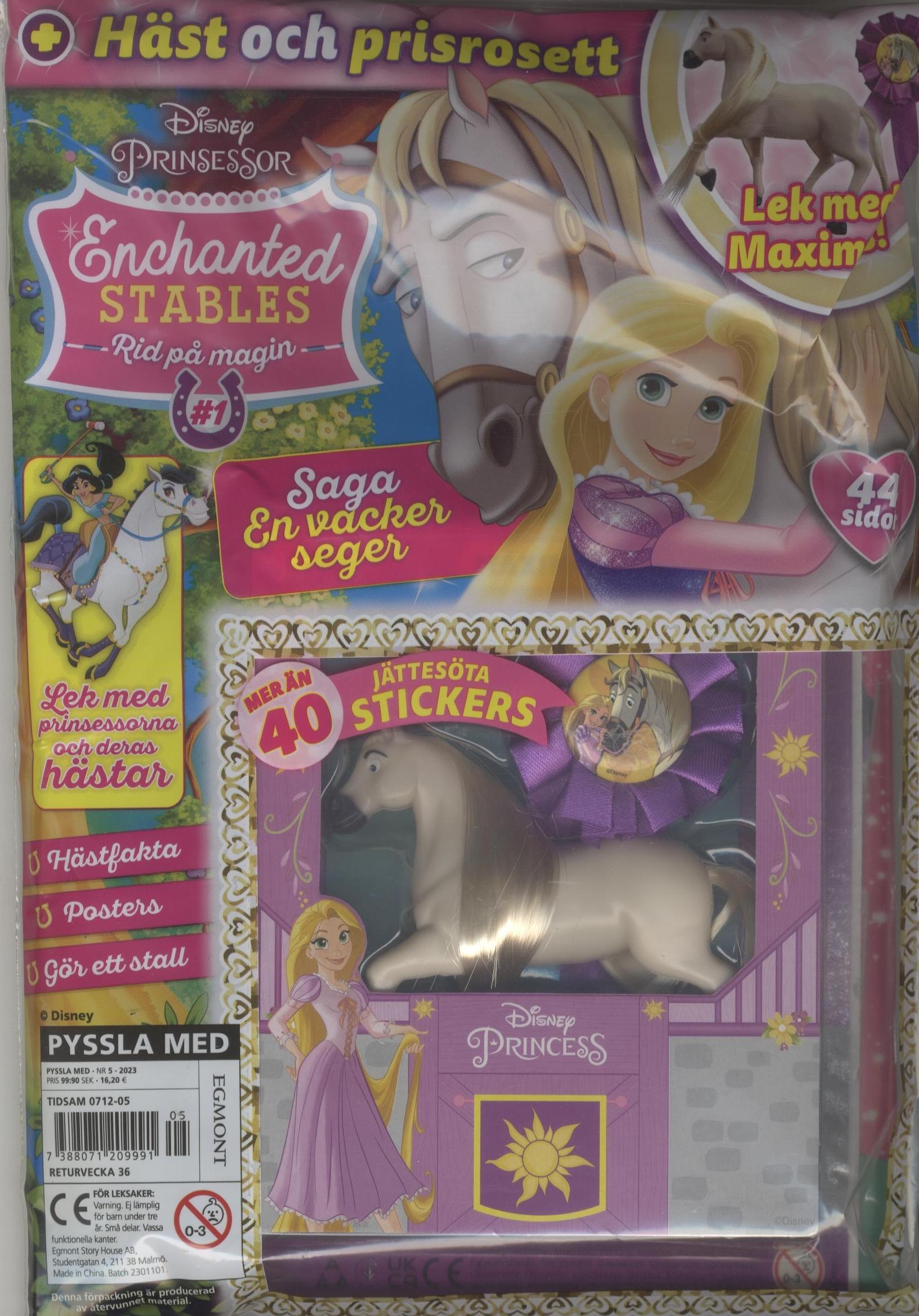 Pyssla med Disney Prinsessor nr 5 2023, Häst och prisrosett + massor av stickers