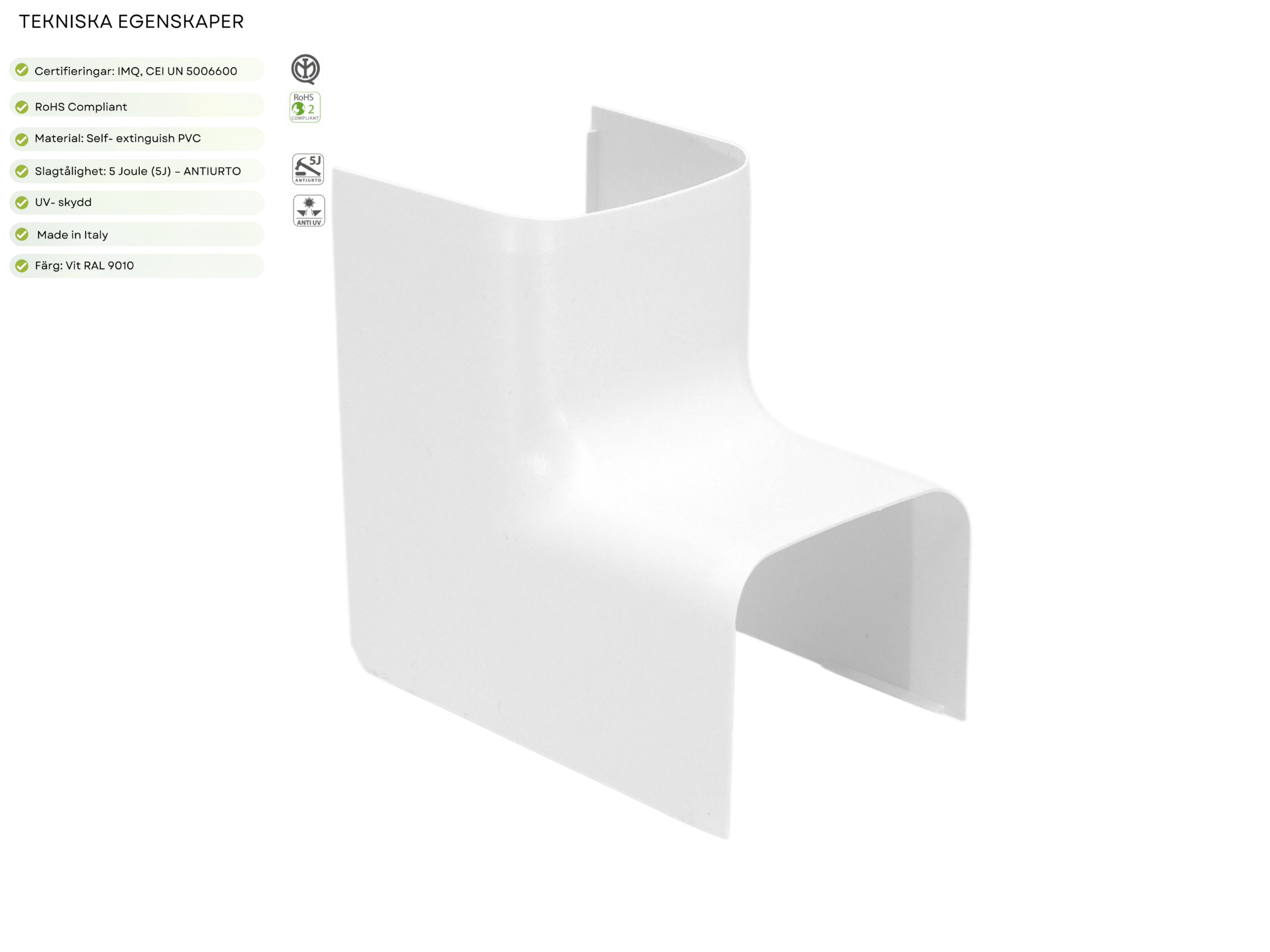 Invändigt hörn 80x60 Vit
