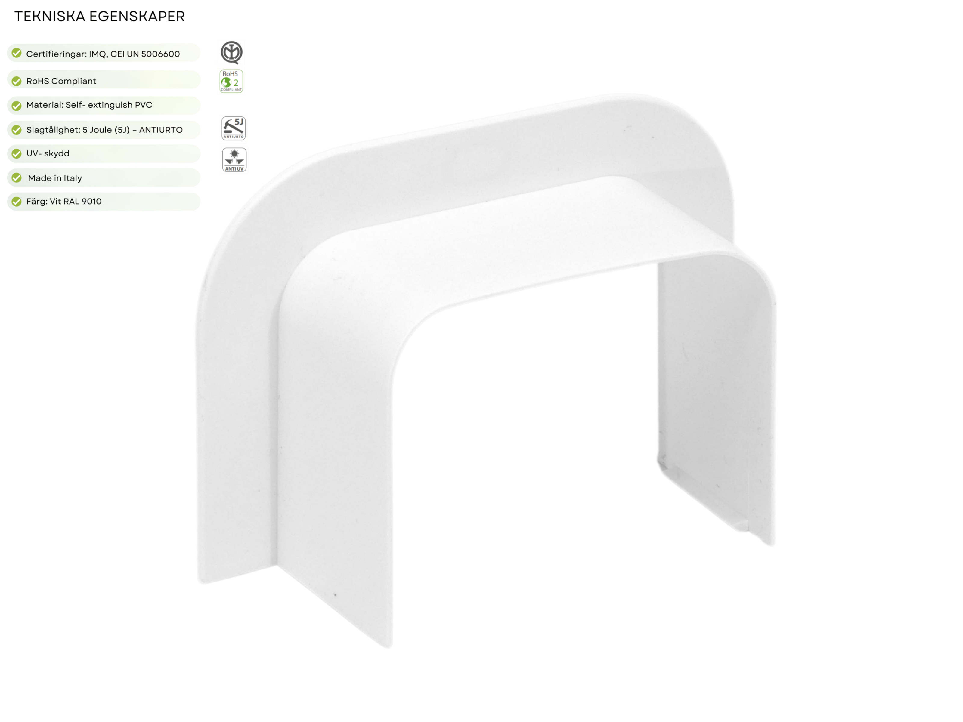 Rak genomföring 80x60 Vit