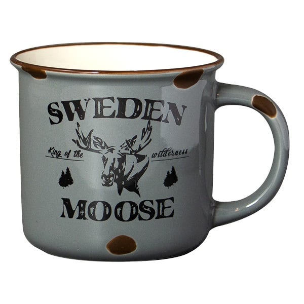 Mugg Stengods Sweden Moose grå