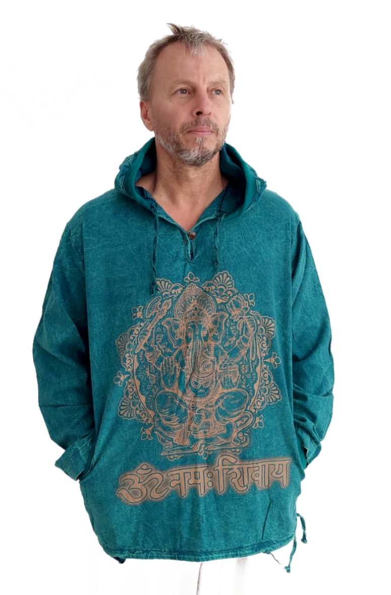 Långärmad Hoodie Anorak med Ganesha - 7
