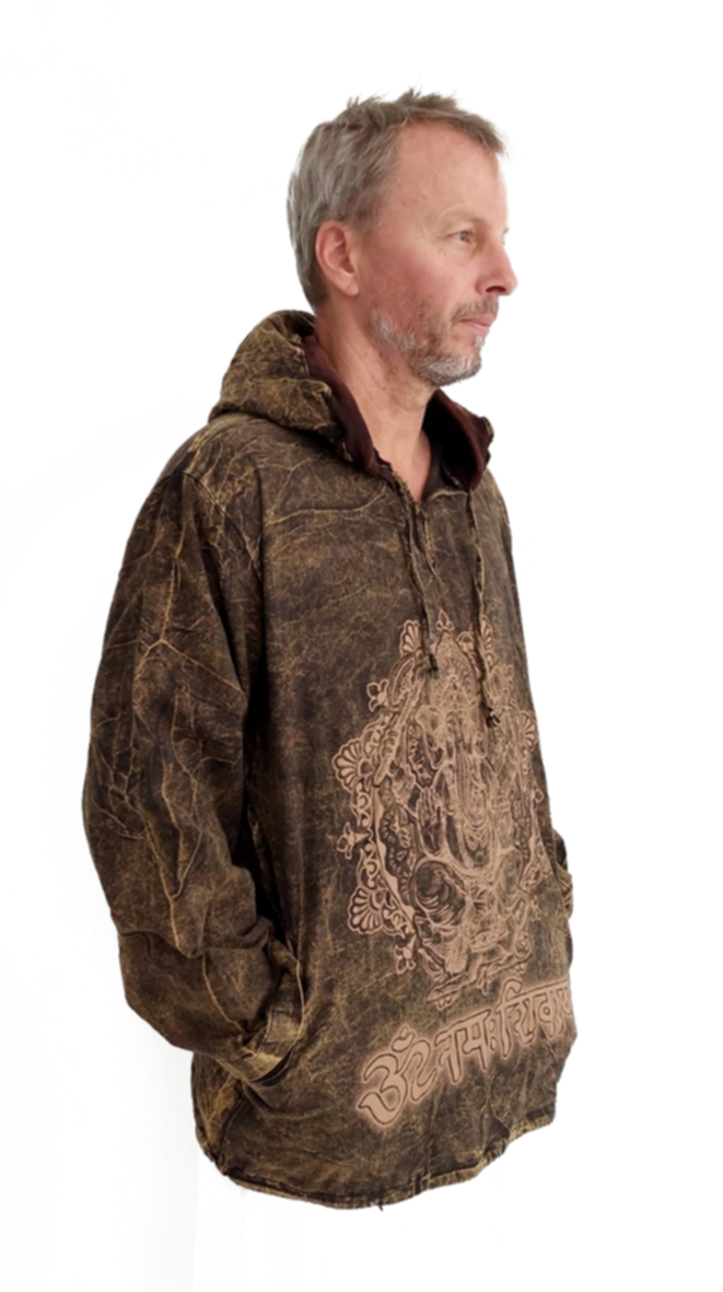 Långärmad Hoodie Anorak med Ganesha - 3