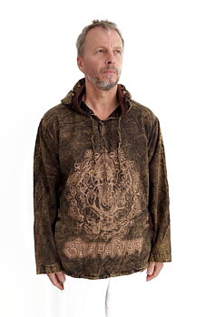 Långärmad Hoodie Anorak med Ganesha