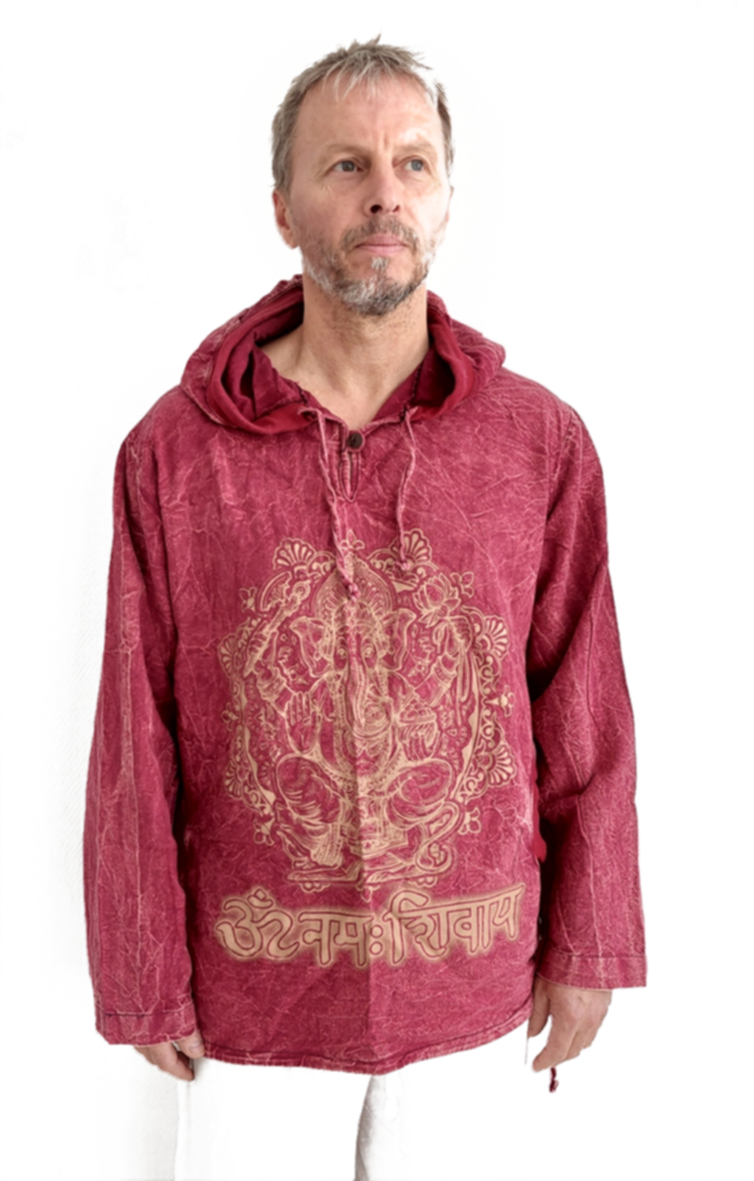 Långärmad Hoodie Anorak med Ganesha - 4