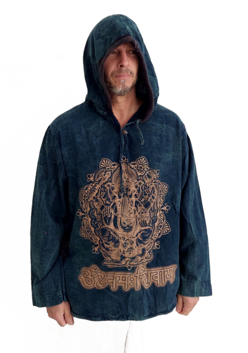 Långärmad Hoodie Anorak med Ganesha - 6