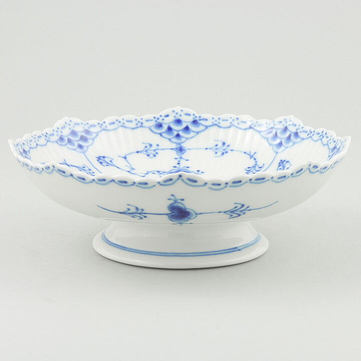 ロイヤルコペンハーゲン  Blue Flutedシリーズ  ハーフレースのボウル  脚付き  #511  18cm  20世紀