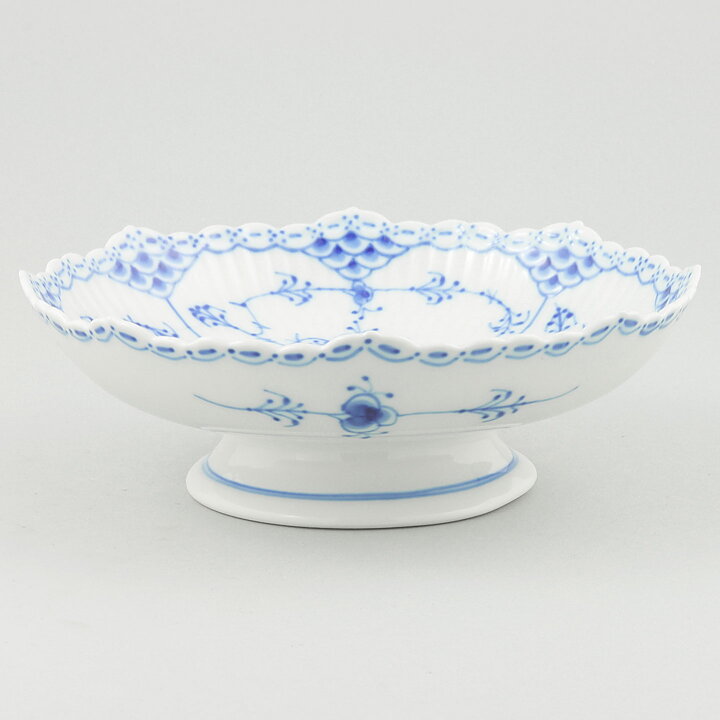ロイヤルコペンハーゲン  Blue Flutedシリーズ  ハーフレースのボウル  脚付き  #511  18cm  20世紀
