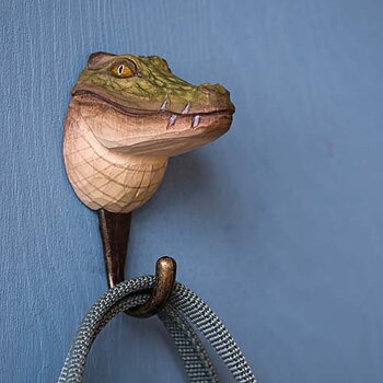 Hand carved hook Crocodile