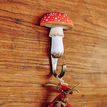 Hand carved hook Fly Agaric