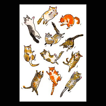 Elevated Jumping Cats 2020 - Marie Åhfeldt - Postcard A6 - 1608