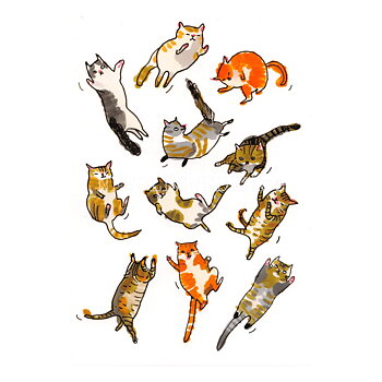 Elevated Jumping Cats 2020 - Marie Åhfeldt - Postcard A6 - 1608