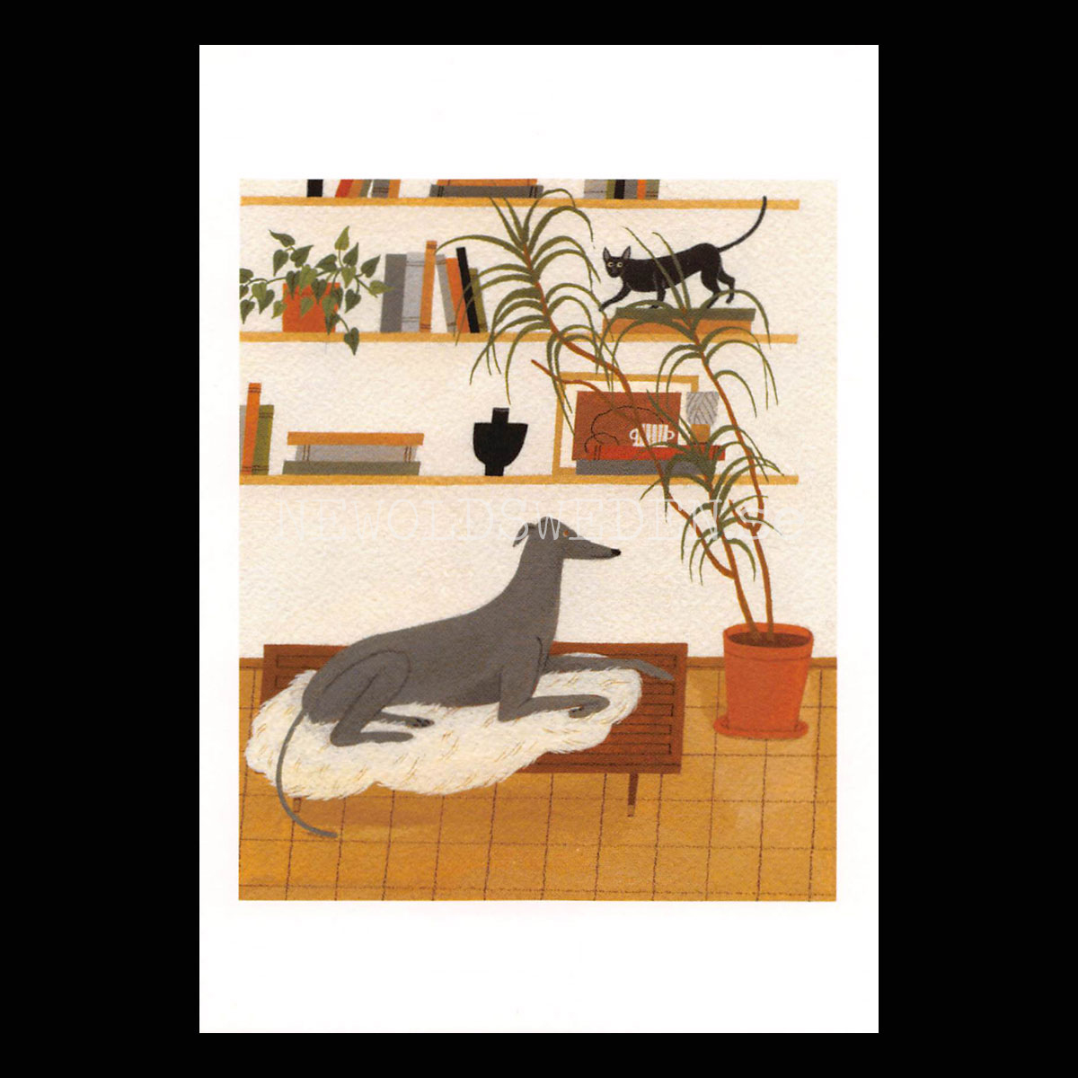 Greyhound and Cornish Rex 2020- Yelena Bryksenkova - Postcard A6 - 1608