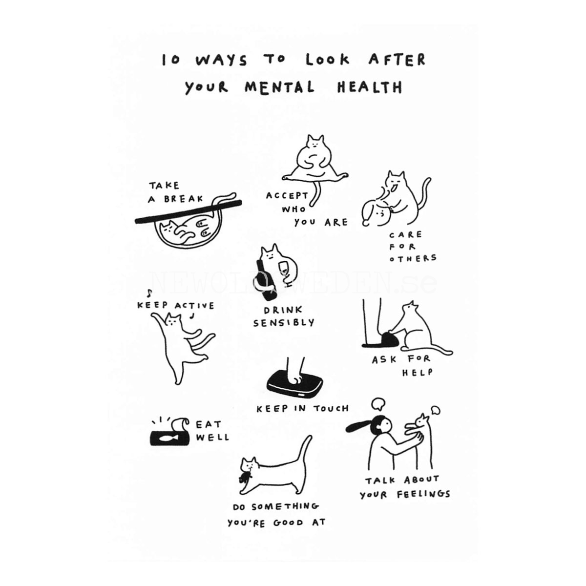 10 Ways to Look After Your Mental Health 2019 - Bono Kim - Postcard A6 - 1608 - 2