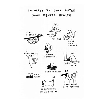 10 Ways to Look After Your Mental Health 2019 - Bono Kim - Postcard A6 - 1608