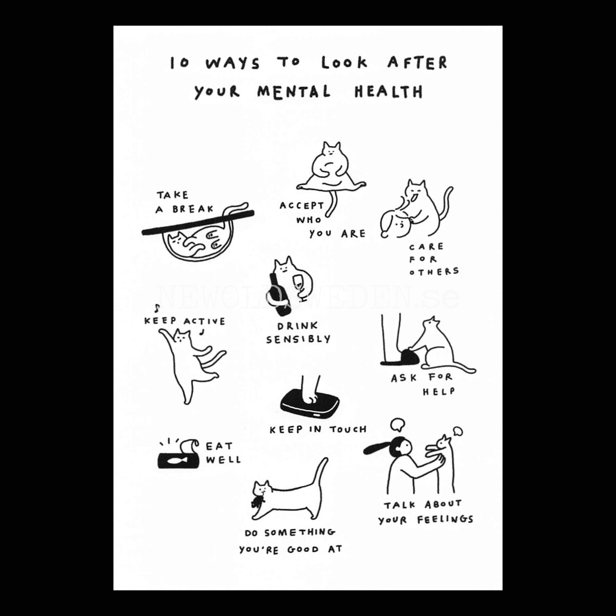 10 Ways to Look After Your Mental Health 2019 - Bono Kim - Postcard A6 - 1608