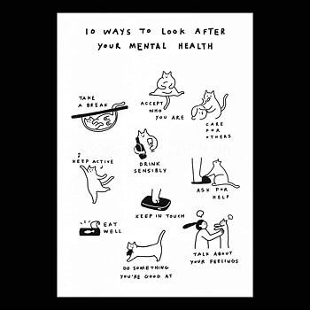 10 Ways to Look After Your Mental Health 2019 - Bono Kim - Postcard A6 - 1608