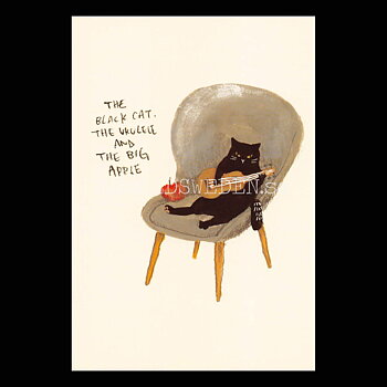 The Black Cat, the Ukulele, and the Big Apple 2019 - Kathy Lam - Postcard A6 - 1608
