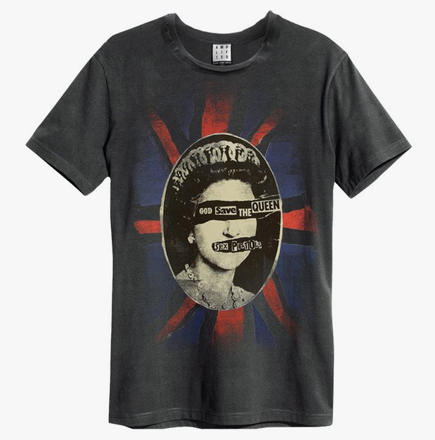Sex Pistols Queen Amplified Vintage Charcoal T-Shirt