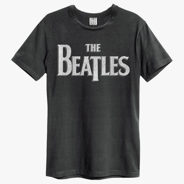 The Beatles Logo Amplified Vintage Charcoal T-Shirt