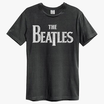 The Beatles Logo Amplified Vintage Charcoal T-Shirt