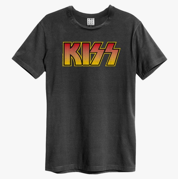 Kiss Logo Classic Amplified Vintage Charcoal T-Shirt