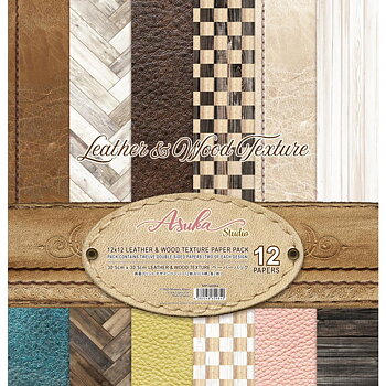 Asuka Studio -  Double-Sided Paper Pack 12x12 - Leather & Wood Texture,