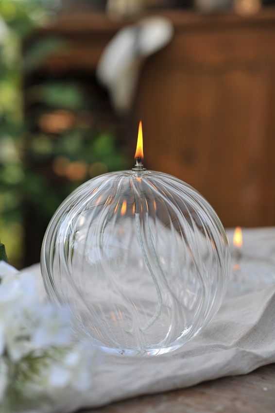 Oljelampa glas - Rund - Klar - Mönstrad - Ø20 cm - 2