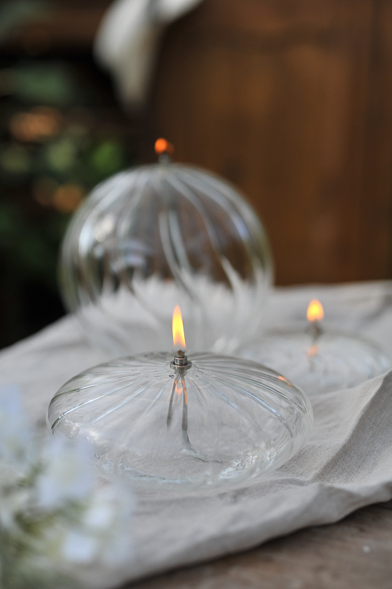 Oljelampa glas - Disc - Klar - Mönstrad - Ø18 cm - 4