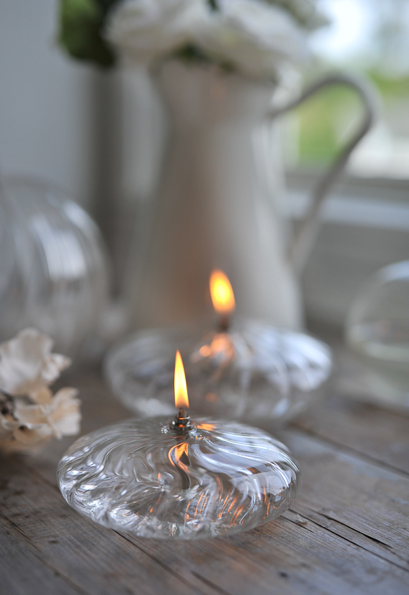 Oljelampa glas - Disc - Klar - Mönstrad - Ø18 cm - 2