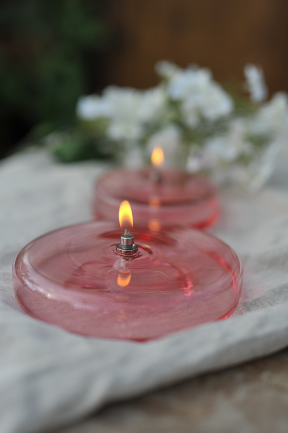 Oljelampa glas - Tefat - Rosa - 15x2,5 cm - 3