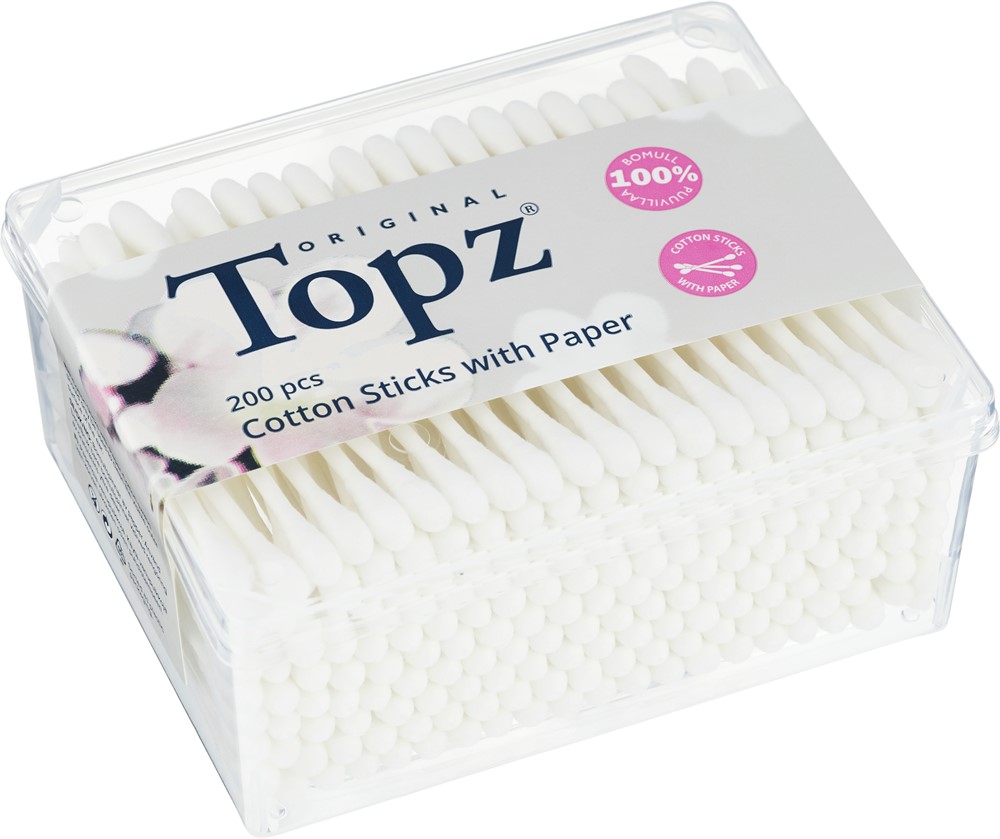 Topz Bomullspinnar av papper i burk