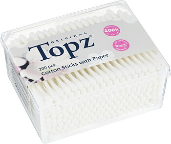 Topz Bomullspinnar av papper i burk