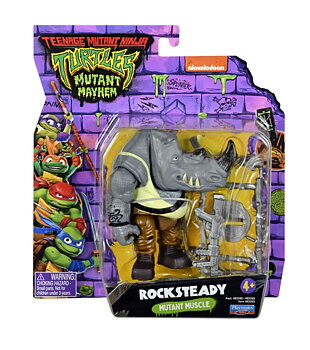 Turtles Mutant Mayhem Figur Rocksteady, 12 cm