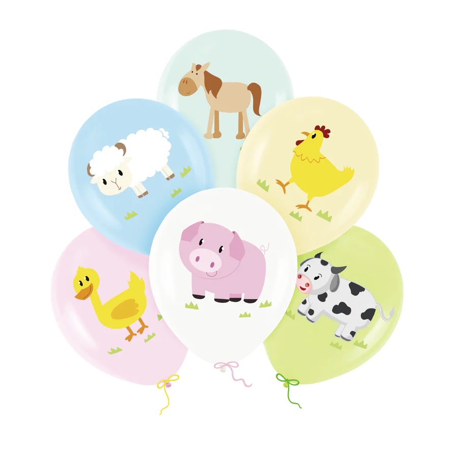 Ballongbukett med ladugårsdjur (6-pack)